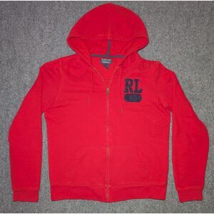 Polo Jeans Company Ralph Lauren Zip Up Jacket Red Hoodie Size L Women Sweatshirt